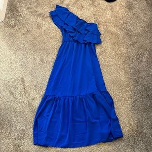 Brand NEW Shein blue, one shoulder dress XS (runs quite big)!